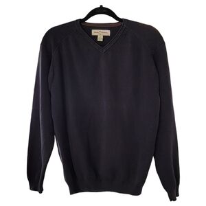 Tommy Bahama Silk Blend VNeck Sweater Black Preppy Office M